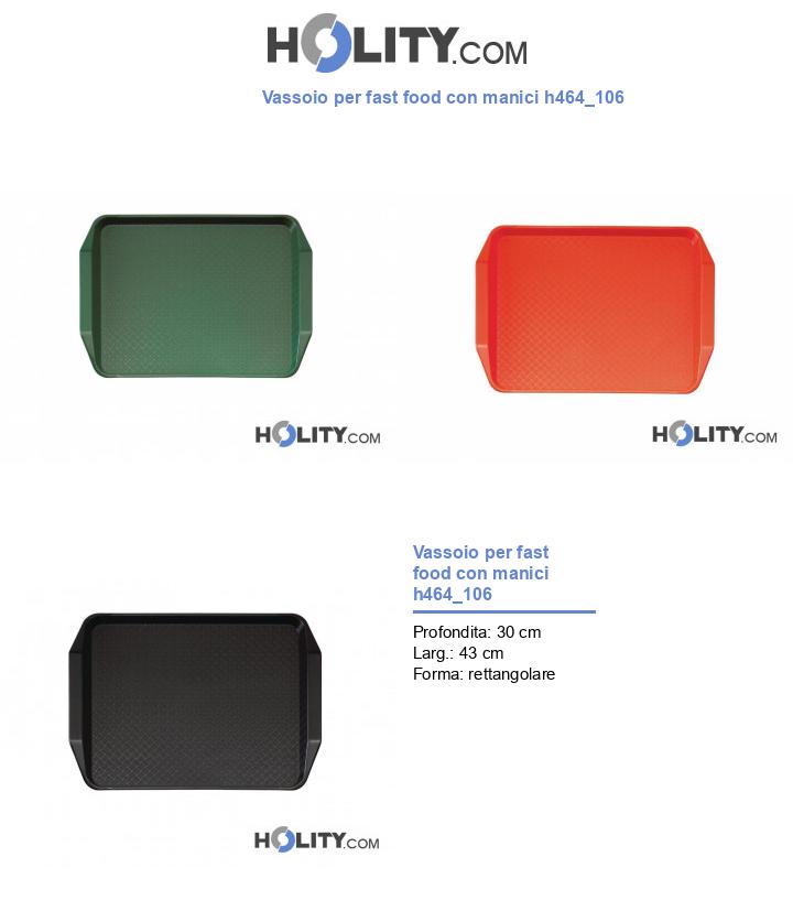 Vassoio per fast food con manici h464_106