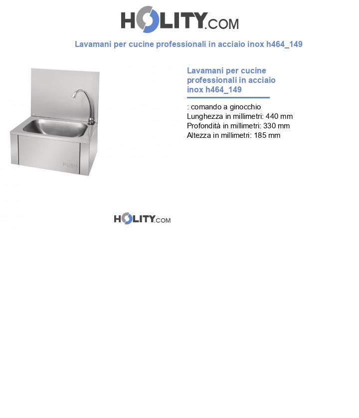 Lavamani per cucine professionali in acciaio inox h464_149