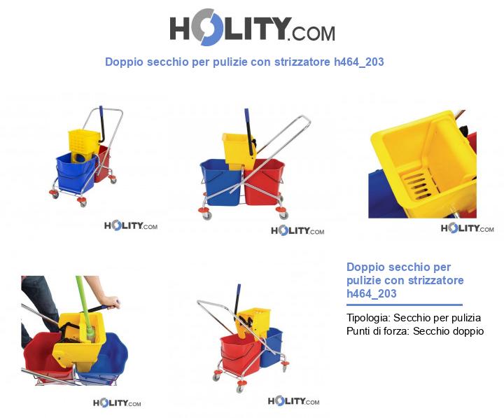Doppio secchio per pulizie con strizzatore h464_203