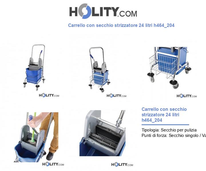 Carrello con secchio strizzatore 24 litri h464_204