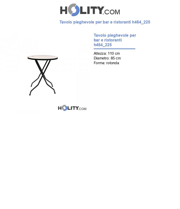 Tavolo pieghevole per bar e ristoranti h464_225