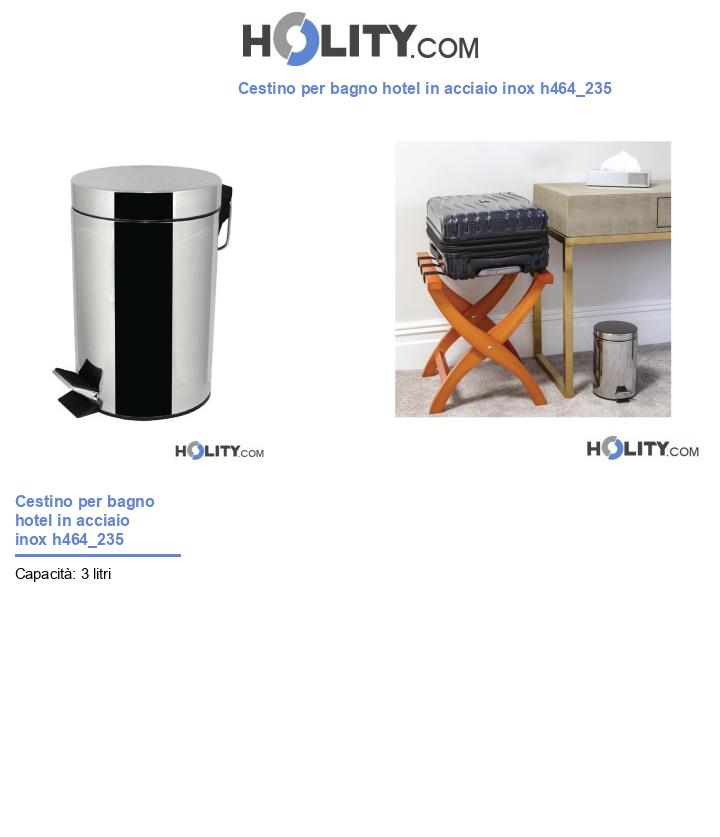 Cestino per bagno hotel in acciaio inox h464_235