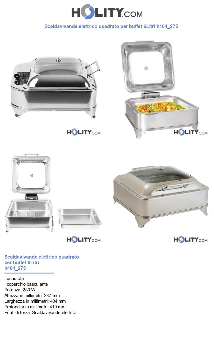 Scaldavivande elettrico quadrato per buffet 6Litri h464_275