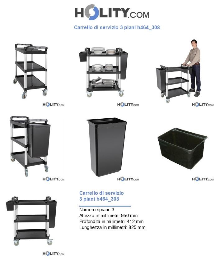 Carrello di servizio 3 piani h464_308