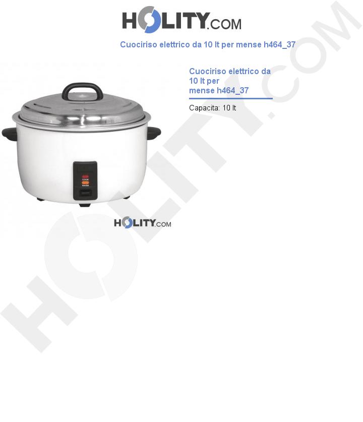 Cuociriso elettrico da 10 lt per mense h464_37
