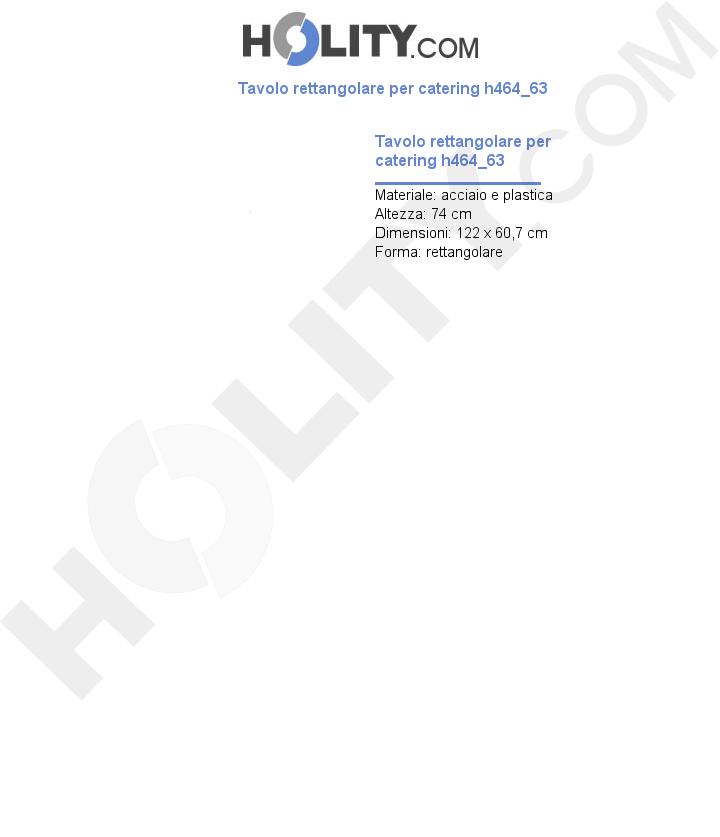 Tavolo rettangolare per catering h464_63