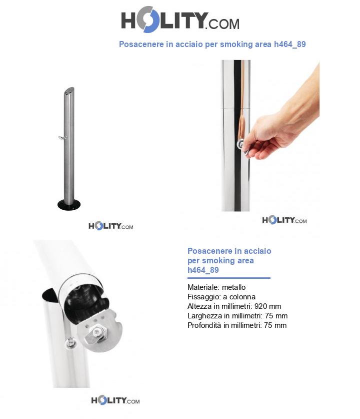 Posacenere in acciaio per smoking area h464_89