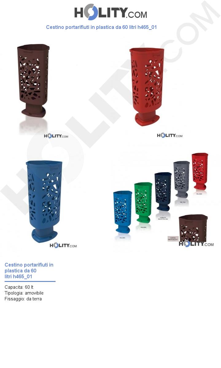 Cestino portarifiuti in plastica da 60 litri h465_01