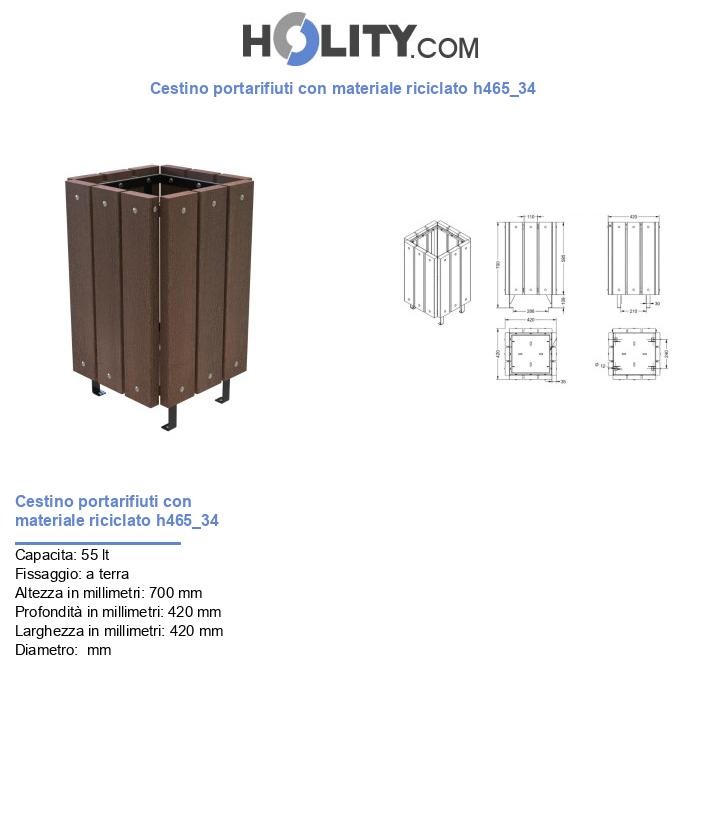 Cestino portarifiuti con materiale riciclato h465_34
