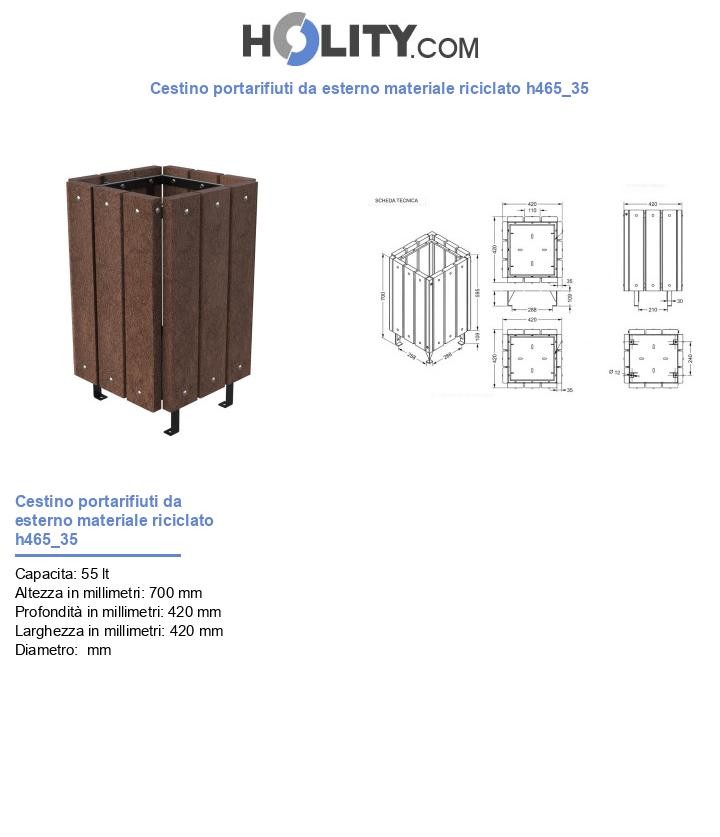 Cestino portarifiuti da esterno materiale riciclato h465_35