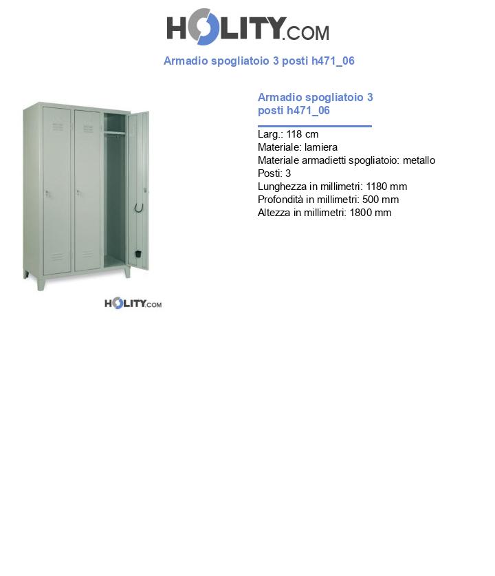 Armadio spogliatoio 3 posti h471_06