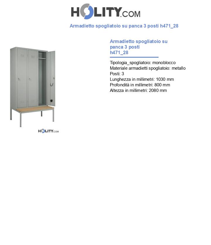 Armadietto spogliatoio su panca 3 posti h471_28