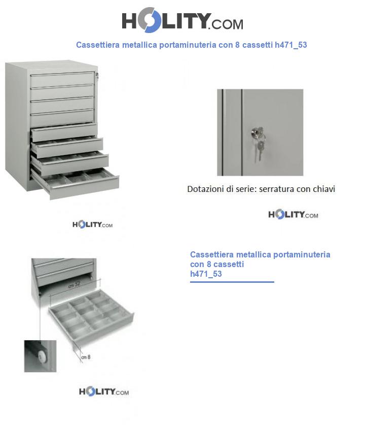Cassettiera metallica portaminuteria con 8 cassetti h471_53