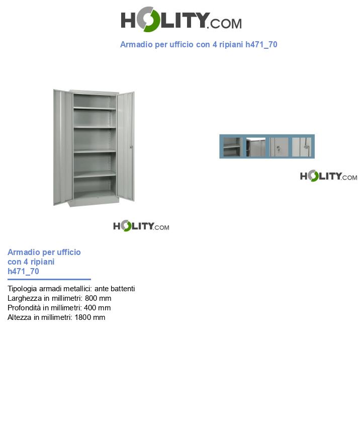 Armadio per ufficio con 4 ripiani h471_70