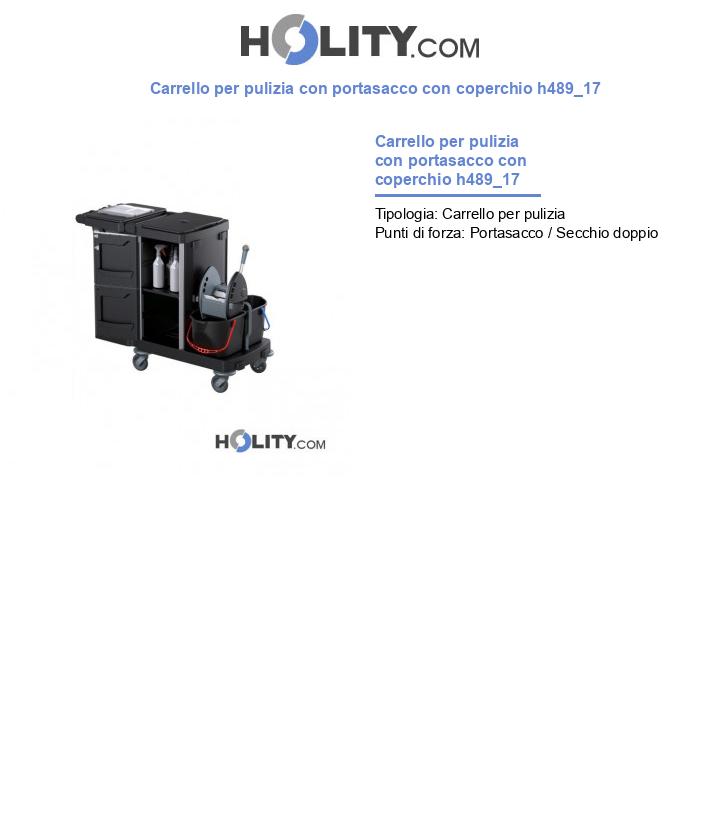 Carrello per pulizia con portasacco con coperchio h489_17