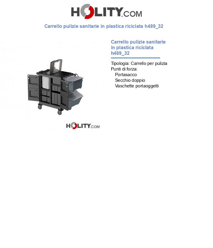 Carrello pulizie sanitarie in plastica riciclata h489_32