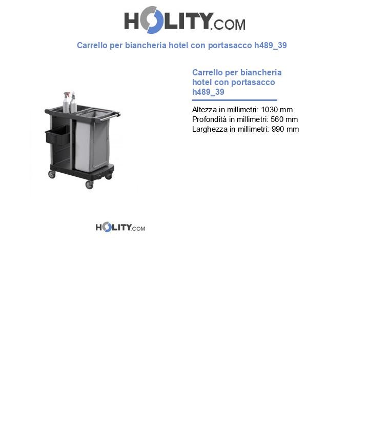 Carrello per biancheria hotel con portasacco h489_39