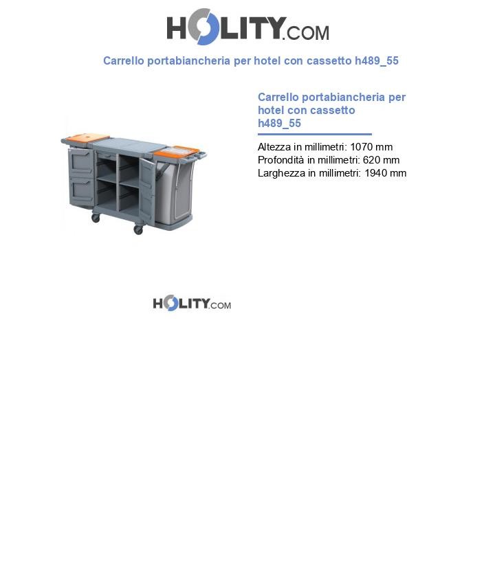 Carrello portabiancheria per hotel con cassetto h489_55