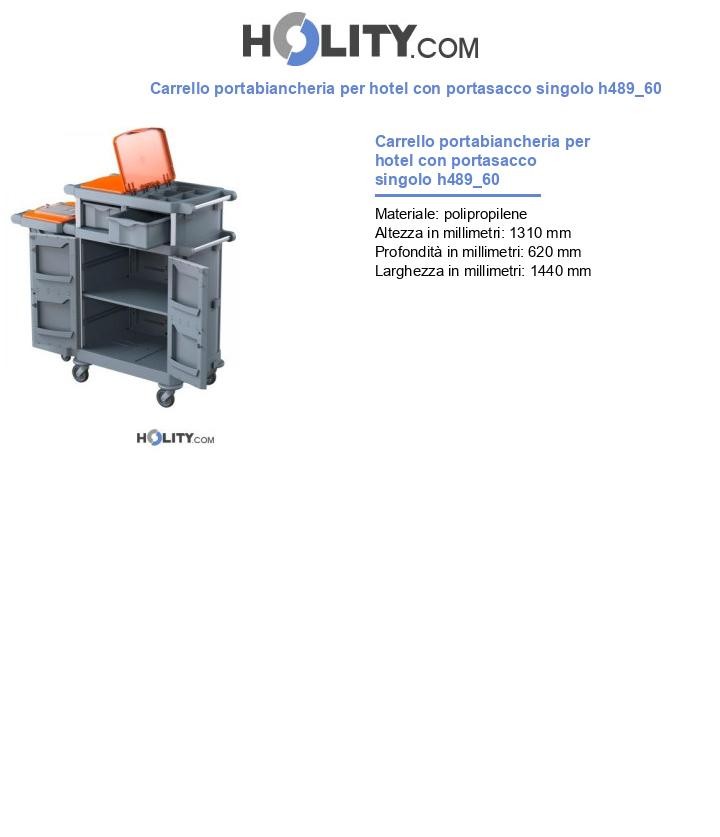 Carrello portabiancheria per hotel con portasacco singolo h489_60