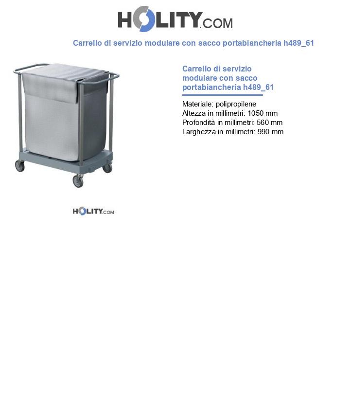Carrello di servizio modulare con sacco portabiancheria h489_61