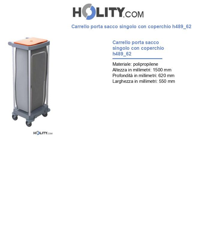 Carrello porta sacco singolo con coperchio h489_62