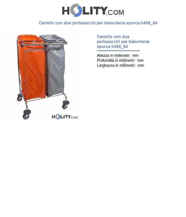 Carrello con due portasacchi per biancheria sporca h489_64