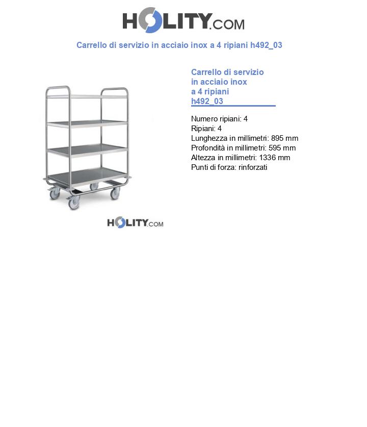 Carrello di servizio in acciaio inox a 4 ripiani h492_03