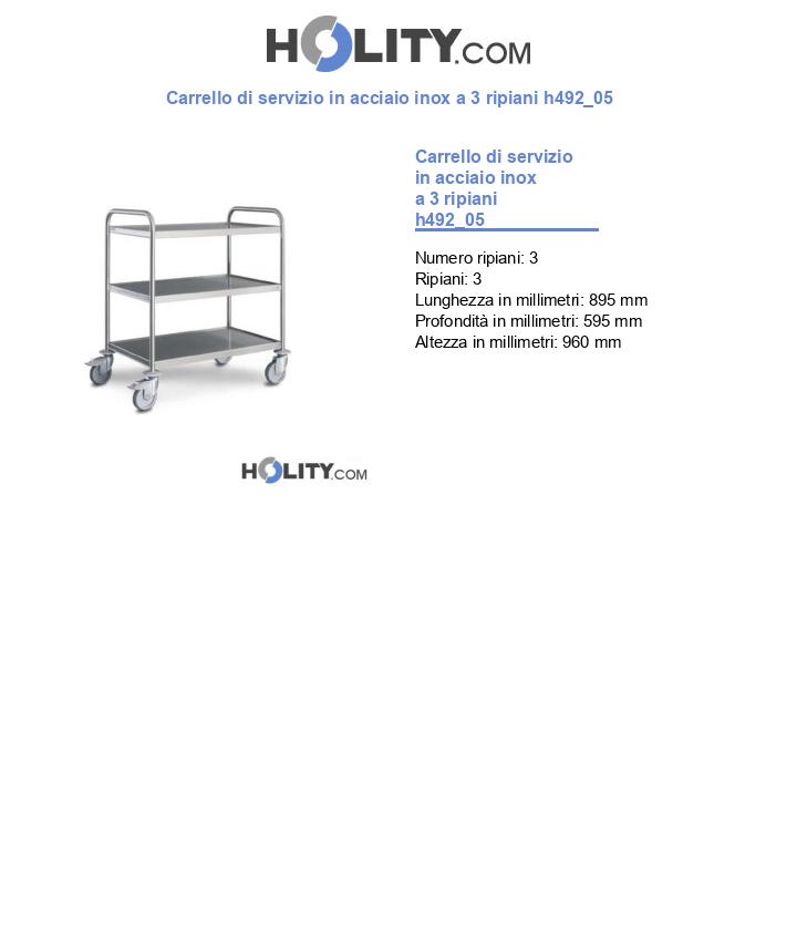 Carrello di servizio in acciaio inox a 3 ripiani h492_05