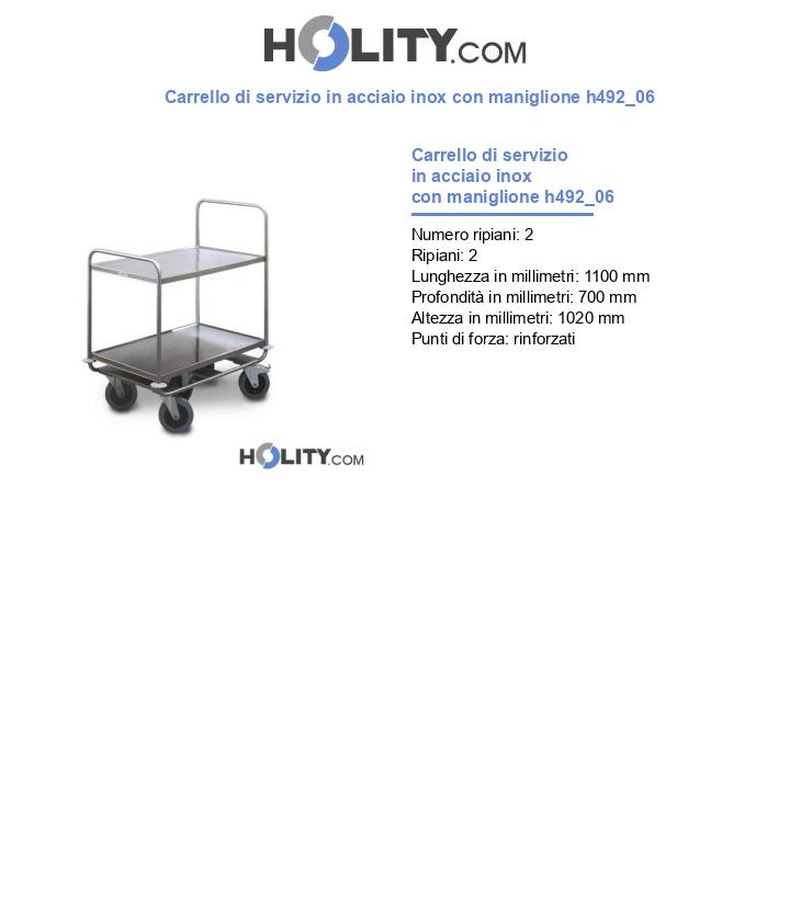 Carrello di servizio in acciaio inox con maniglione h492_06