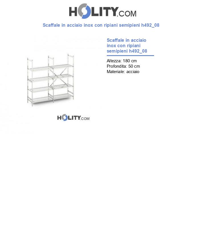 Scaffale in acciaio inox con ripiani semipieni h492_08