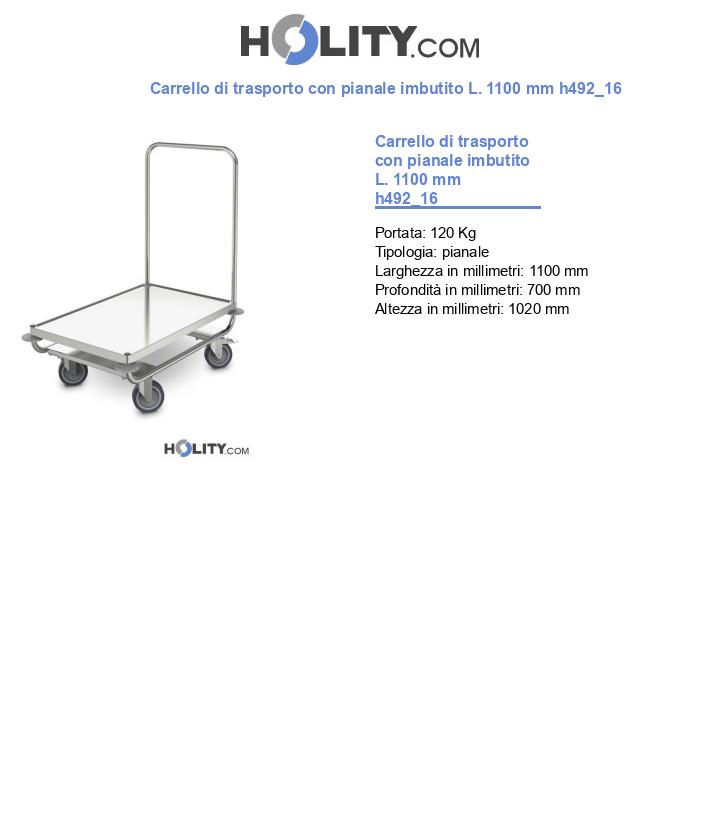Carrello di trasporto con pianale imbutito L. 1100 mm h492_16