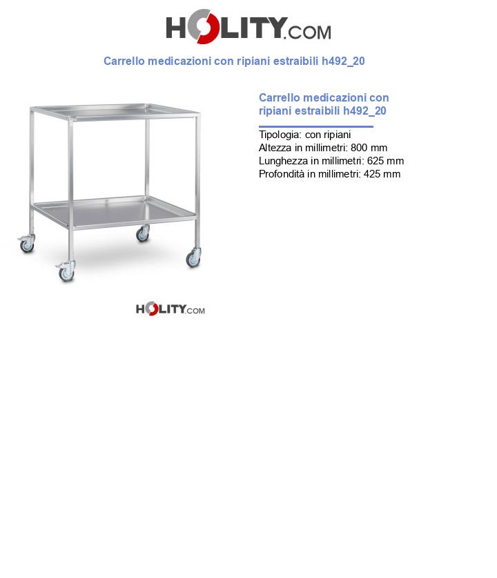 Carrello medicazioni con ripiani estraibili h492_20