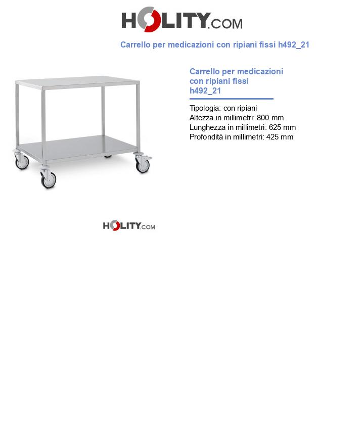 Carrello per medicazioni con ripiani fissi h492_21