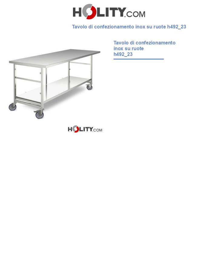 Tavolo di confezionamento inox su ruote h492_23