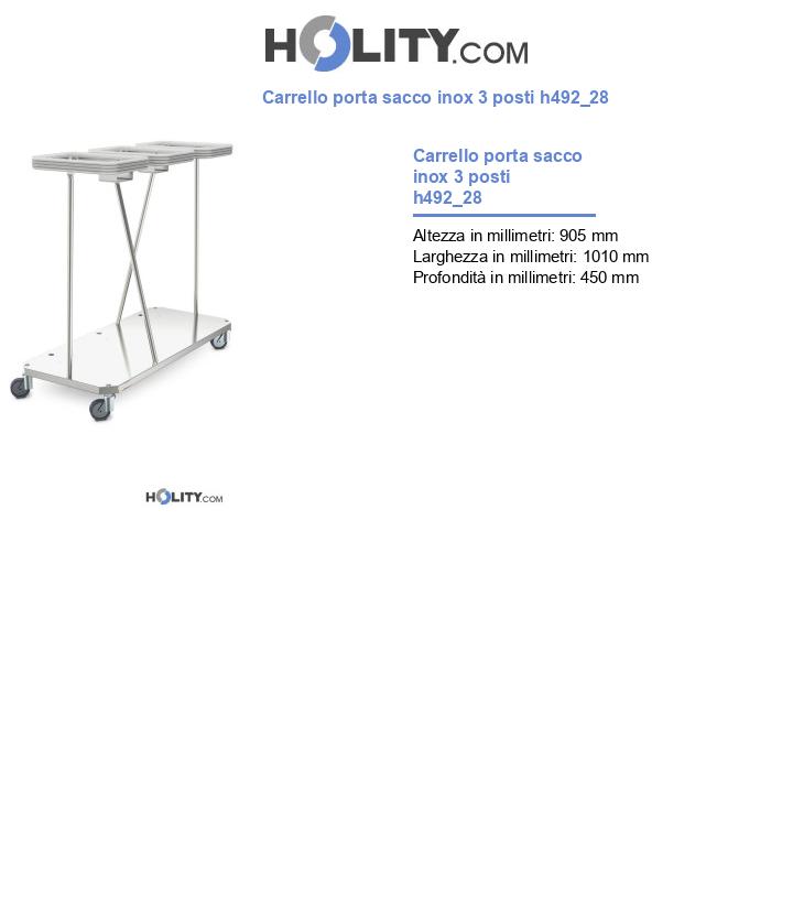 Carrello porta sacco inox 3 posti h492_28