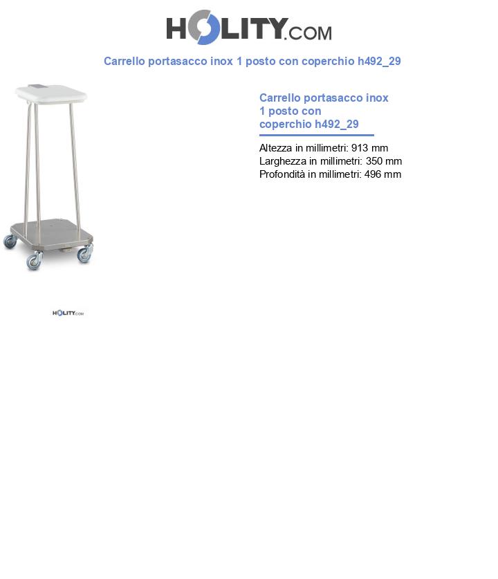 Carrello portasacco inox 1 posto con coperchio h492_29