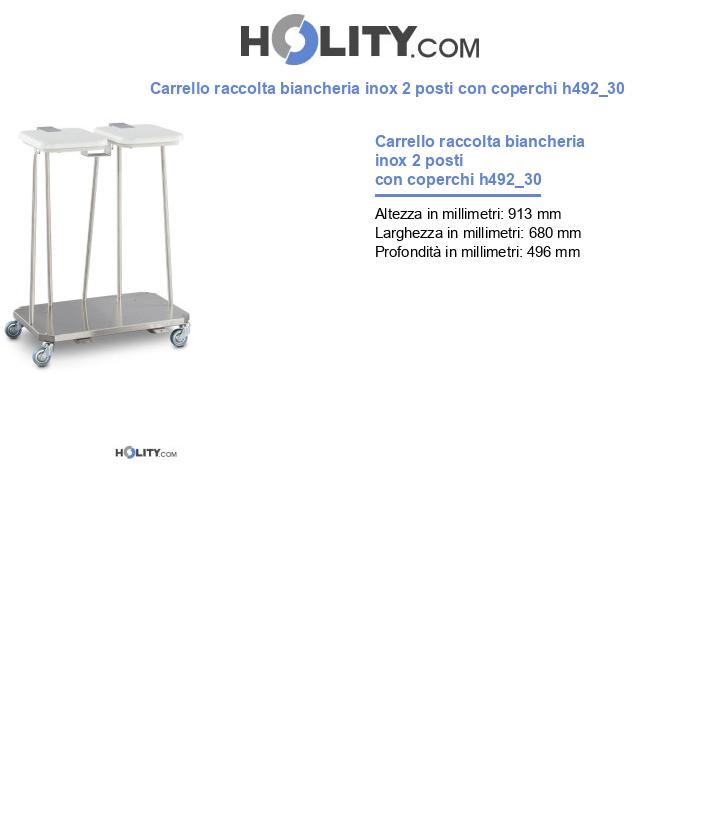 Carrello raccolta biancheria inox 2 posti con coperchi h492_30