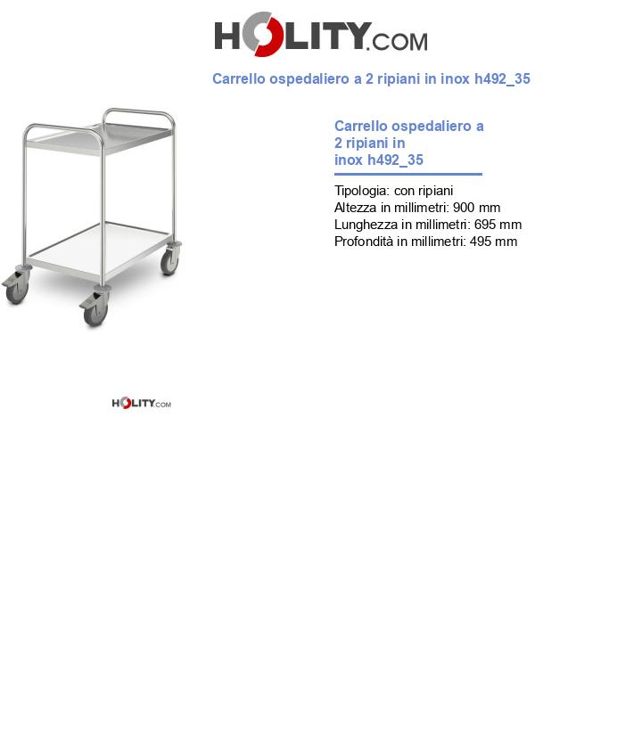 Carrello ospedaliero a 2 ripiani in inox h492_35