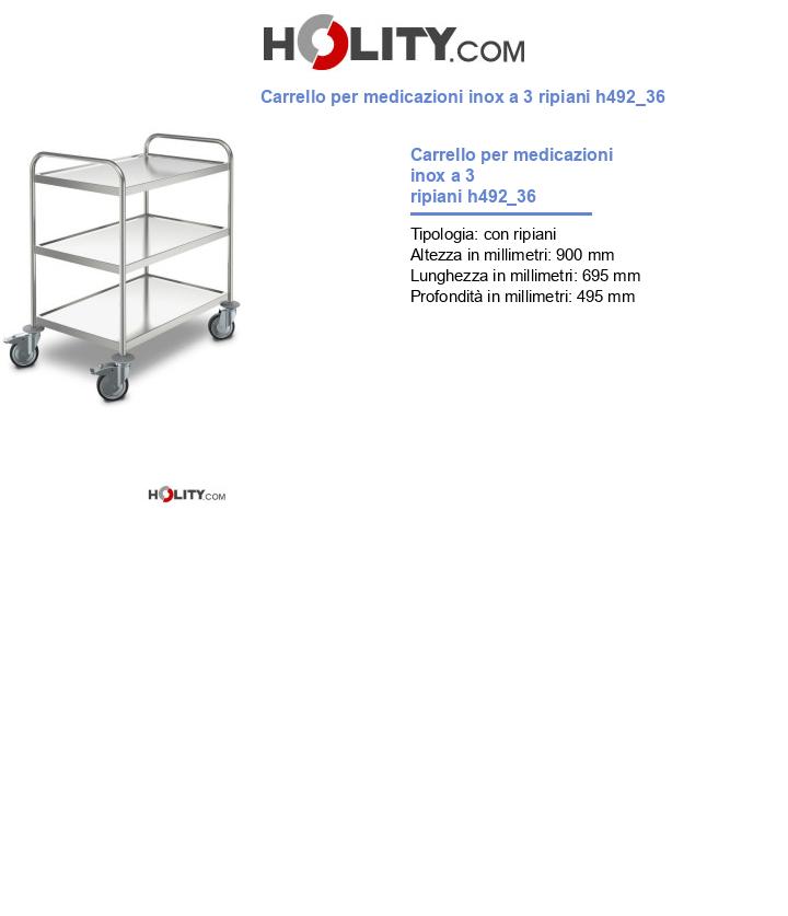 Carrello per medicazioni inox a 3 ripiani h492_36