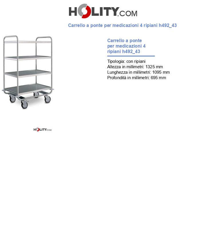 Carrello a ponte per medicazioni 4 ripiani h492_43