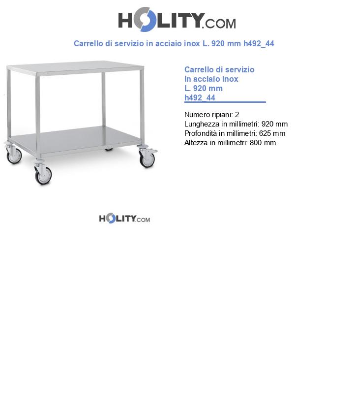Carrello di servizio in acciaio inox L. 920 mm h492_44