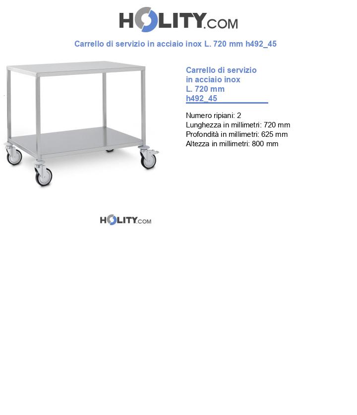 Carrello di servizio in acciaio inox L. 720 mm h492_45