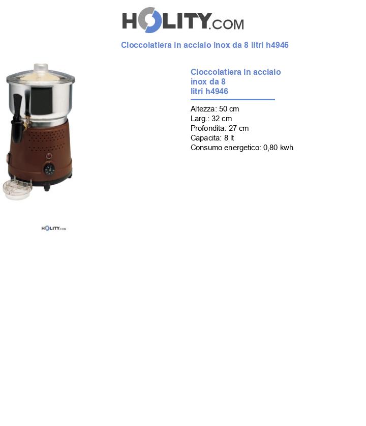 Cioccolatiera in acciaio inox da 8 litri h4946