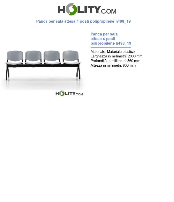Panca per sala attesa 4 posti polipropilene h498_19