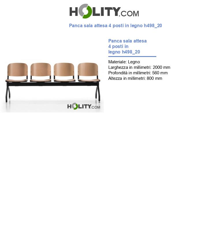 Panca sala attesa 4 posti in legno h498_20