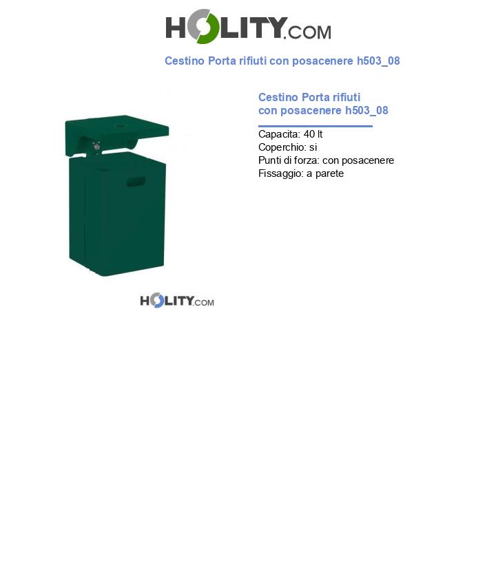 Cestino Porta rifiuti con posacenere h503_08