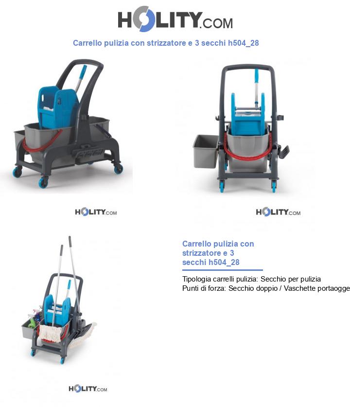 Carrello pulizia con strizzatore e 3 secchi h504_28