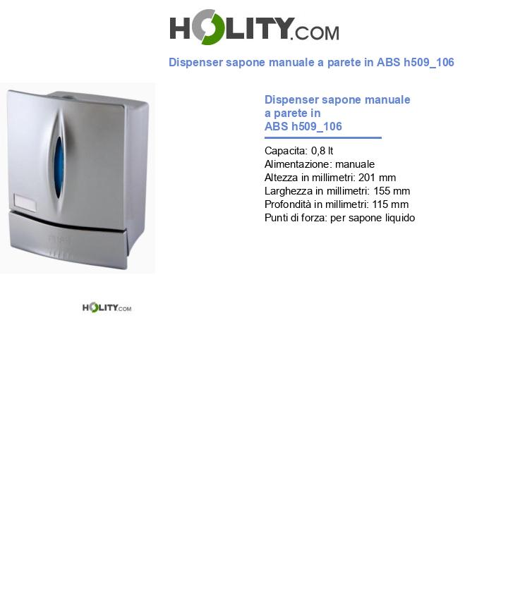 Dispenser sapone manuale a parete in ABS h509_106