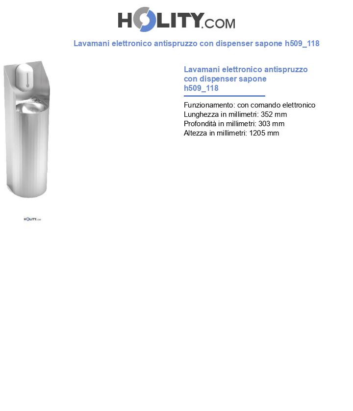 Lavamani elettronico antispruzzo con dispenser sapone h509_118