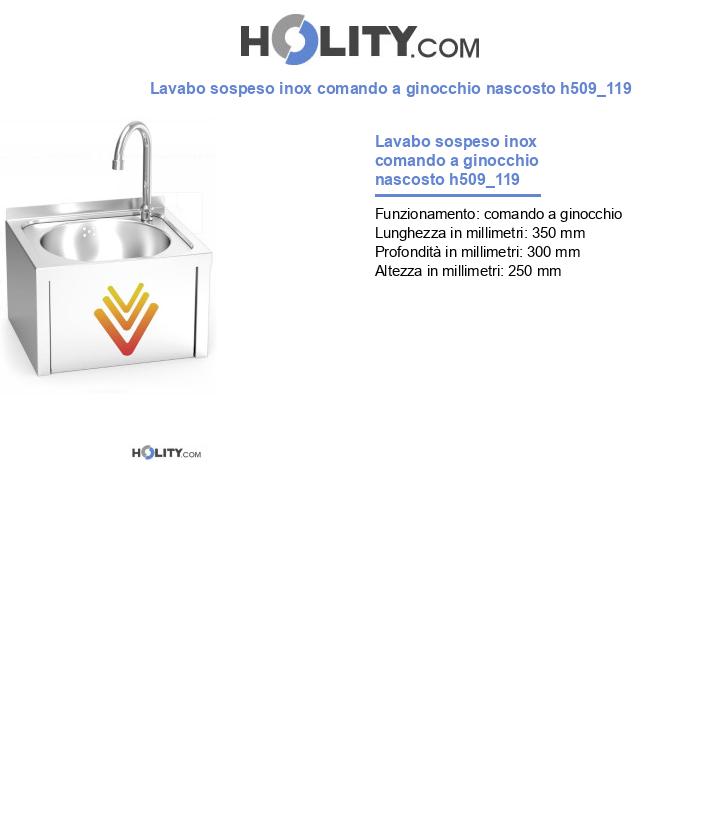 Lavabo sospeso inox comando a ginocchio nascosto h509_119